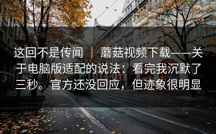 这回不是传闻 ｜ 蘑菇视频下载——关于电脑版适配的说法：看完我沉默了三秒。官方还没回应，但迹象很明显
