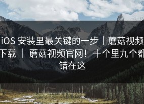 iOS 安装里最关键的一步｜蘑菇视频下载 ｜ 蘑菇视频官网！十个里九个都错在这