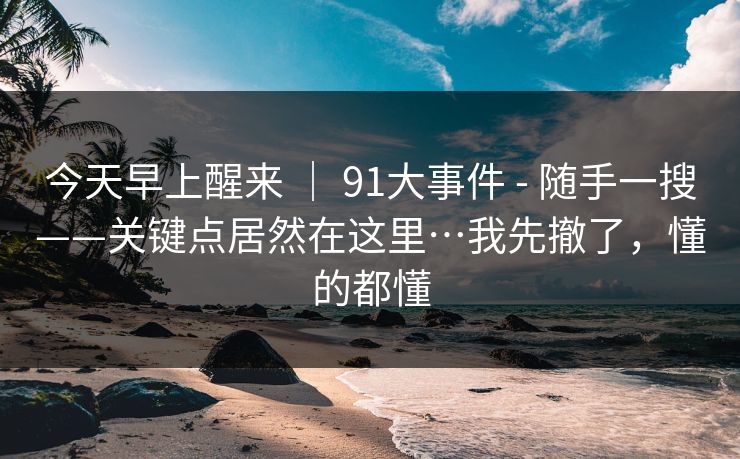 今天早上醒来 ｜ 91大事件 - 随手一搜——关键点居然在这里…我先撤了，懂的都懂